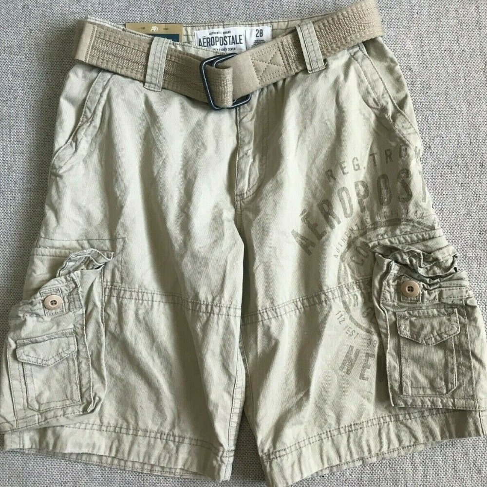 Aeropostale Mens Belted Cargo Shorts Size 28‎ NEW
